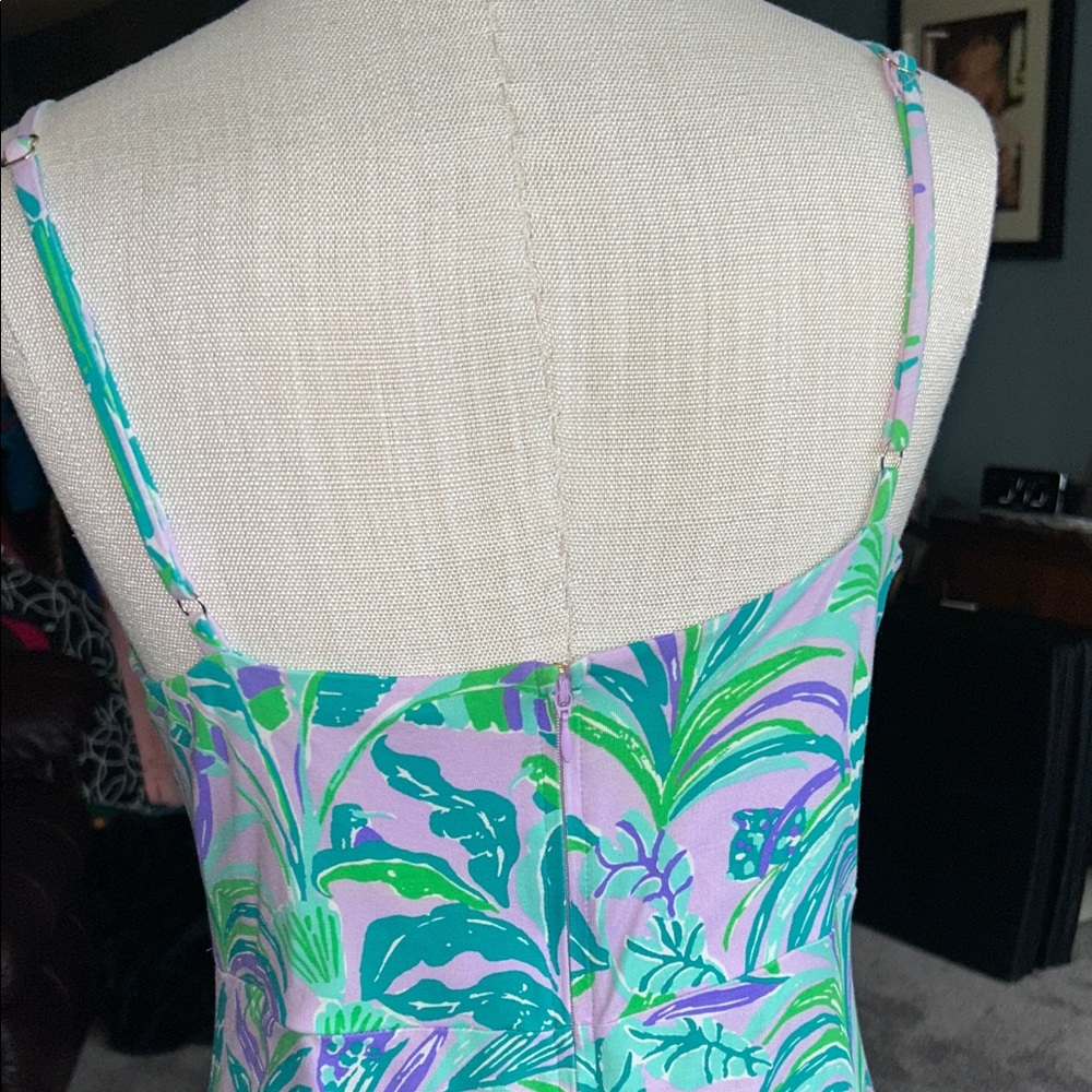 Lilly Pulitzer Green & Lavender Trop V‑Neck Spag Strap Dress S- 14 
Send Offer - Picture 7 of 8